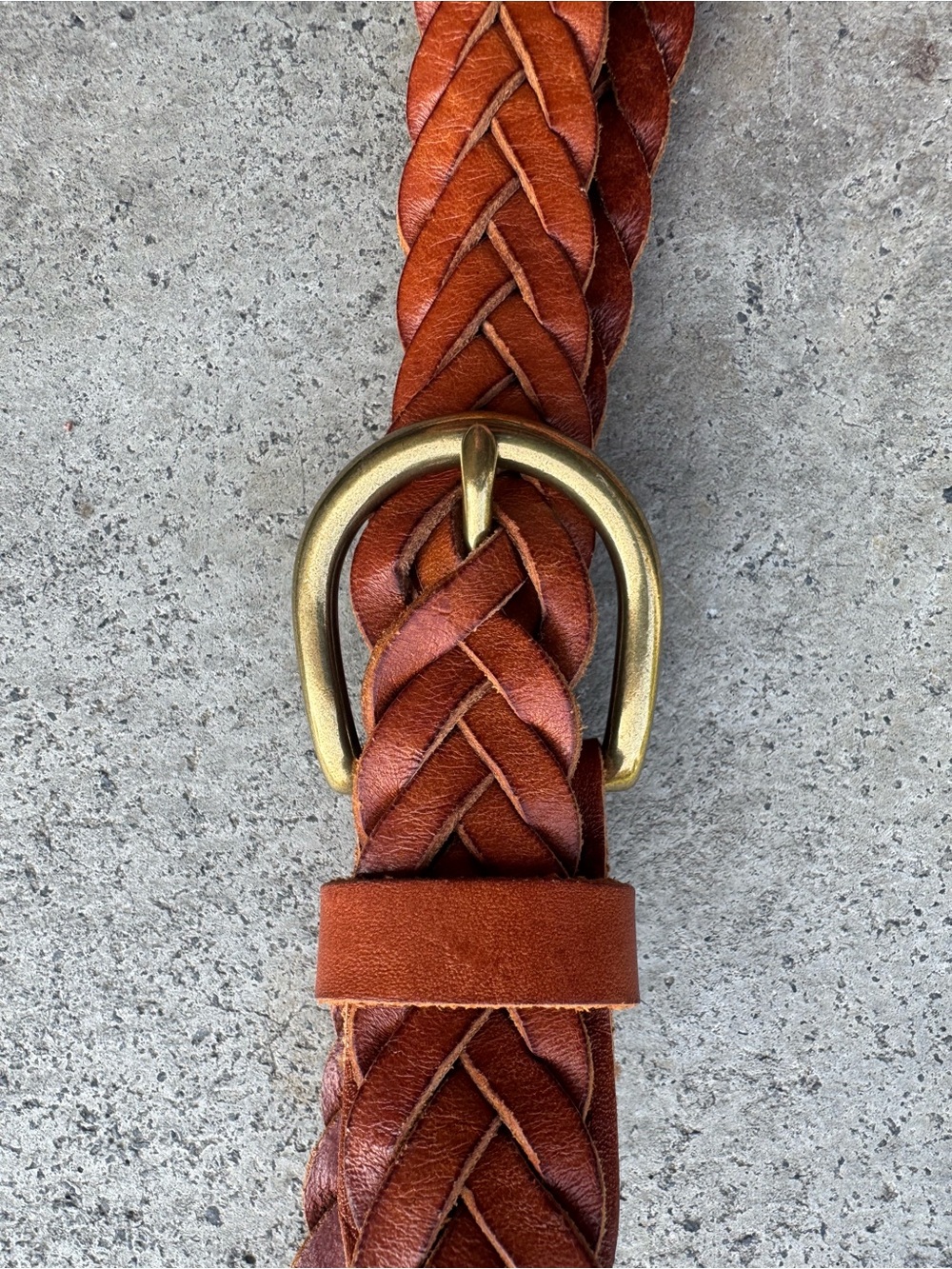 J. Crew Braided Leather Belt in Rich Brown Cognac with Brass Buckle XS/S 40” - Picture 2 of 16